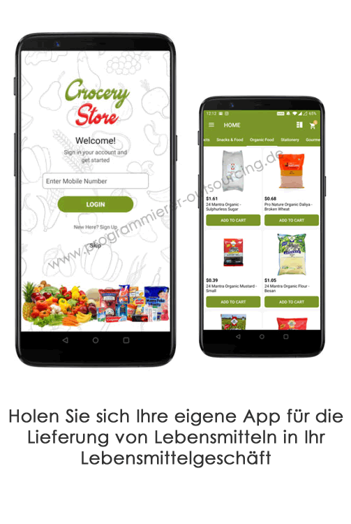 Fertige Lebensmittelliefer-App